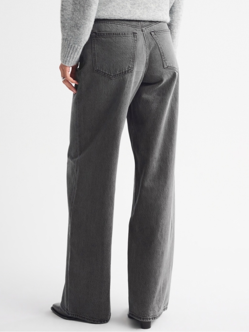 Abercrombie & Fitch Charcoal High-Rise Wide Leg Jeans - Picture 3 of 5